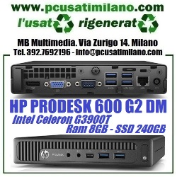 (02.22) MINIPC HP PRODESK 600 G2 DM - INTEL CELERON G3900T - RAM 8GB - SSD 240GB - ULTRASLIM - WINDOWS 10 PROFESSIONAL 64 BIT