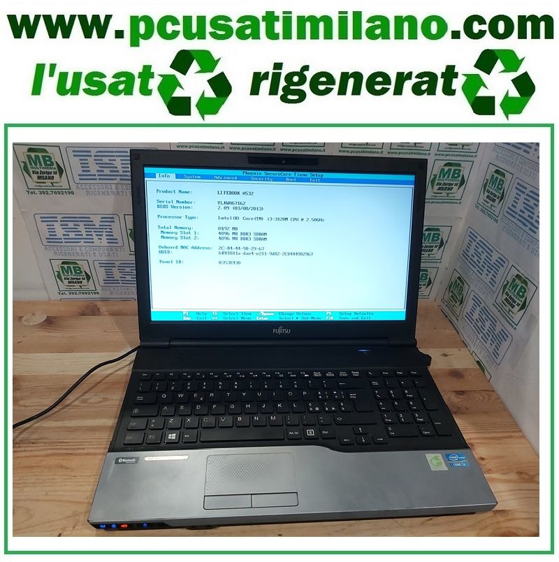 Fujitsu Lifebook A532 - Intel i3-3120M - Ram 8GB - SSD 128GB - HDMI - 15.6" - Windows 11 PRO - GRADO A-